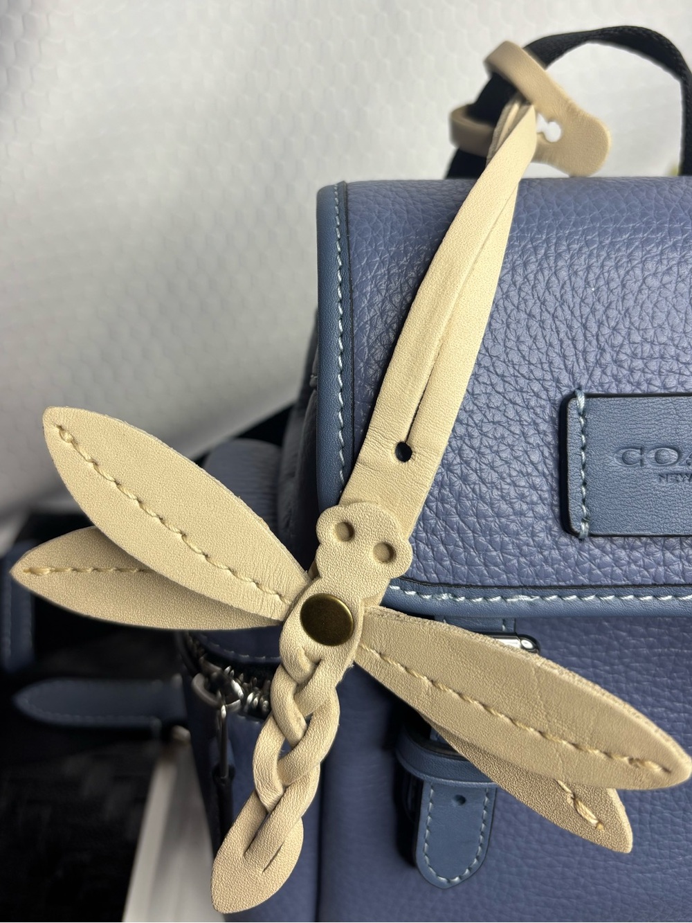 Portland Leather Light Taupe Dragonfly Charm New